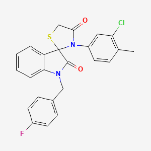 molecular formula C24H18ClFN2O2S B2499229 3'-(3-Chloro-4-methylphenyl)-1-[(4-fluorophenyl)methyl]-1,2-dihydrospiro[indole-3,2'-[1,3]thiazolidine]-2,4'-dione CAS No. 894569-97-2
