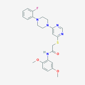 molecular formula C24H26FN5O3S B2499233 N-[5-(azepan-1-ylcarbonyl)-6-piperazin-1-ylpyridin-3-yl]-2-chlorobenzamide CAS No. 1208410-51-8