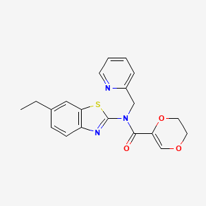 molecular formula C20H19N3O3S B2499247 N-(6-ethylbenzo[d]thiazol-2-yl)-N-(pyridin-2-ylmethyl)-5,6-dihydro-1,4-dioxine-2-carboxamide CAS No. 900005-53-0