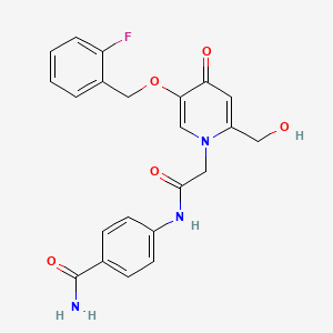 4-(2-(5-((2-fluorobenzyl)oxy)-2-(hydroxymethyl)-4-oxopyridin-1(4H)-yl)acetamido)benzamide