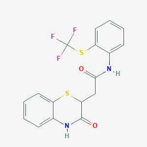 molecular formula C17H13F3N2O2S2 B2499258 2-(3-oxo-3,4-dihydro-2H-1,4-benzothiazin-2-yl)-N-{2-[(trifluoromethyl)sulfanyl]phenyl}acetamide CAS No. 305372-98-9