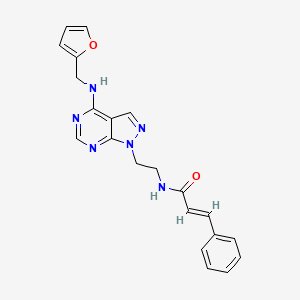 molecular formula C21H20N6O2 B2499259 N-(2-(4-((furan-2-ylmethyl)amino)-1H-pyrazolo[3,4-d]pyrimidin-1-yl)ethyl)cinnamamide CAS No. 1211895-78-1
