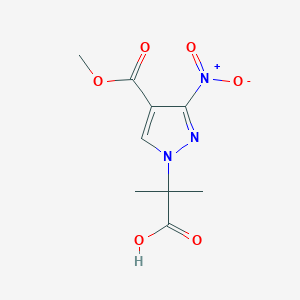 molecular formula C9H11N3O6 B2499260 2-[4-(methoxycarbonyl)-3-nitro-1H-pyrazol-1-yl]-2-methylpropanoic acid CAS No. 1856064-79-3
