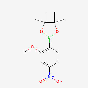molecular formula C13H18BNO5 B2499263 2-(2-甲氧基-4-硝基苯基)-4,4,5,5-四甲基-1,3,2-二氧硼杂环戊烷 CAS No. 1185019-97-9