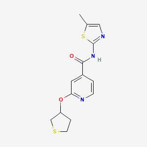 molecular formula C14H15N3O2S2 B2499266 N-(5-methylthiazol-2-yl)-2-((tetrahydrothiophen-3-yl)oxy)isonicotinamide CAS No. 2034429-45-1