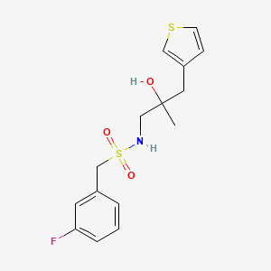 molecular formula C15H18FNO3S2 B2499268 1-(3-fluorophenyl)-N-{2-hydroxy-2-[(thiophen-3-yl)methyl]propyl}methanesulfonamide CAS No. 2097934-97-7