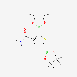 molecular formula C19H31B2NO5S B2499269 3-(Dimethylaminocarbonyl)thiopene-2,5-diboronic acid pinacol ester CAS No. 2377610-14-3