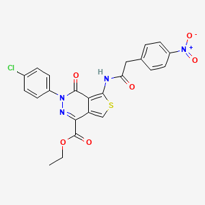 molecular formula C23H17ClN4O6S B2499273 Ethyl 3-(4-chlorophenyl)-5-(2-(4-nitrophenyl)acetamido)-4-oxo-3,4-dihydrothieno[3,4-d]pyridazine-1-carboxylate CAS No. 851950-79-3