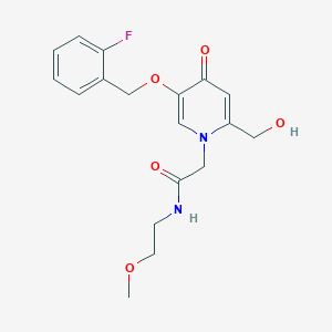 molecular formula C18H21FN2O5 B2499286 2-(5-((2-fluorobenzyl)oxy)-2-(hydroxymethyl)-4-oxopyridin-1(4H)-yl)-N-(2-methoxyethyl)acetamide CAS No. 946380-40-1