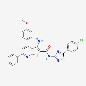 molecular formula C29H20ClN5O2S2 B2499290 3-amino-N-[5-(4-chlorophenyl)-1,2,4-thiadiazol-3-yl]-4-(4-methoxyphenyl)-6-phenylthieno[2,3-b]pyridine-2-carboxamide CAS No. 690960-90-8