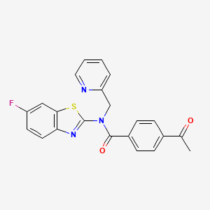 molecular formula C22H16FN3O2S B2499297 4-乙酰-N-(6-氟苯并[d]噻唑-2-基)-N-(吡啶-2-基甲基)苯甲酰胺 CAS No. 941926-49-4