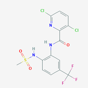 molecular formula C14H10Cl2F3N3O3S B2499316 3,6-dichloro-N-[2-methanesulfonamido-5-(trifluoromethyl)phenyl]pyridine-2-carboxamide CAS No. 1387315-15-2
