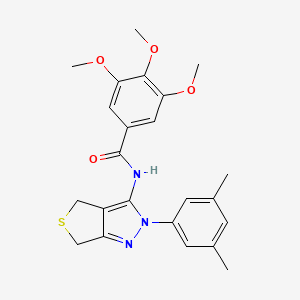 molecular formula C23H25N3O4S B2499323 N-(2-(3,5-二甲基苯基)-4,6-二氢-2H-噻吩[3,4-c]吡唑-3-基)-3,4,5-三甲氧基苯甲酰胺 CAS No. 361172-34-1