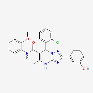 molecular formula C26H22ClN5O3 B2499326 7-(2-chlorophenyl)-2-(3-hydroxyphenyl)-N-(2-methoxyphenyl)-5-methyl-4,7-dihydro-[1,2,4]triazolo[1,5-a]pyrimidine-6-carboxamide CAS No. 539833-91-5