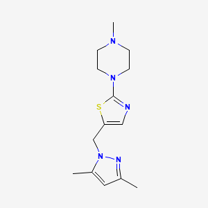 molecular formula C14H21N5S B2499329 1-{5-[(3,5-二甲基-1H-吡唑-1-基)甲基]-1,3-噻唑-2-基}-4-甲基哌嗪 CAS No. 955965-75-0