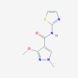 molecular formula C9H10N4O2S B2499338 3-methoxy-1-methyl-N-(thiazol-2-yl)-1H-pyrazole-4-carboxamide CAS No. 1014046-77-5
