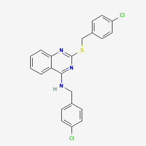 molecular formula C22H17Cl2N3S B2499348 N-[(4-氯苯基)甲基]-2-[(4-氯苯基)甲基硫代基]喹唑啉-4-胺 CAS No. 422532-00-1