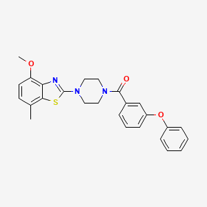 molecular formula C26H25N3O3S B2499350 (4-(4-Methoxy-7-methylbenzo[d]thiazol-2-yl)piperazin-1-yl)(3-phenoxyphenyl)methanone CAS No. 897487-92-2