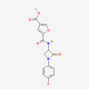 molecular formula C16H13FN2O5 B2499355 Methyl 5-{[1-(4-fluorophenyl)-2-oxoazetidin-3-yl]carbamoyl}furan-3-carboxylate CAS No. 2093509-09-0