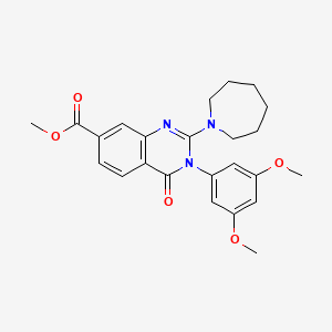 molecular formula C24H27N3O5 B2499363 Methyl 2-(azepan-1-yl)-3-(3,5-dimethoxyphenyl)-4-oxo-3,4-dihydroquinazoline-7-carboxylate CAS No. 1251549-36-6