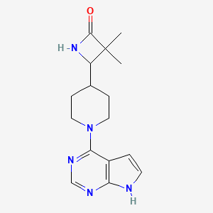 3,3-Dimethyl-4-[1-(7H-pyrrolo[2,3-d]pyrimidin-4-yl)piperidin-4-yl]azetidin-2-one
