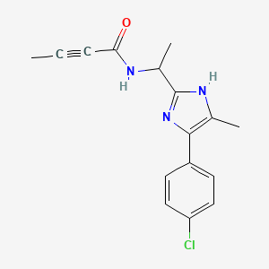 molecular formula C16H16ClN3O B2499370 N-[1-[4-(4-Chlorophenyl)-5-methyl-1H-imidazol-2-yl]ethyl]but-2-ynamide CAS No. 2411274-61-6