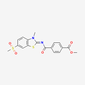 molecular formula C18H16N2O5S2 B2499376 (Z)-methyl 4-((3-methyl-6-(methylsulfonyl)benzo[d]thiazol-2(3H)-ylidene)carbamoyl)benzoate CAS No. 683238-19-9