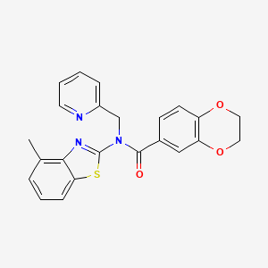 molecular formula C23H19N3O3S B2499378 N-(4-methylbenzo[d]thiazol-2-yl)-N-(pyridin-2-ylmethyl)-2,3-dihydrobenzo[b][1,4]dioxine-6-carboxamide CAS No. 941967-58-4