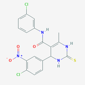 molecular formula C18H14Cl2N4O3S B2499390 4-(4-chloro-3-nitrophenyl)-N-(3-chlorophenyl)-6-methyl-2-thioxo-1,2,3,4-tetrahydropyrimidine-5-carboxamide CAS No. 901450-45-1