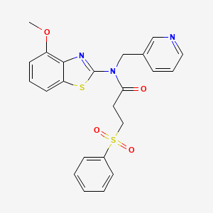 molecular formula C23H21N3O4S2 B2499394 N-(4-甲氧基苯并噻唑-2-基)-3-(苯基磺酰基)-N-(吡啶-3-基甲基)丙酰胺 CAS No. 895006-73-2