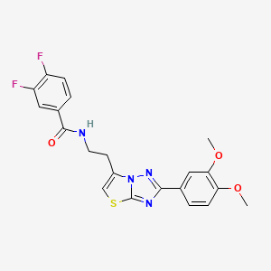 molecular formula C21H18F2N4O3S B2499395 N-(2-(2-(3,4-dimethoxyphenyl)thiazolo[3,2-b][1,2,4]triazol-6-yl)ethyl)-3,4-difluorobenzamide CAS No. 894046-86-7