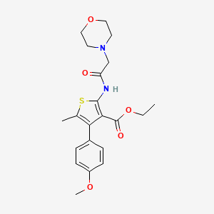 molecular formula C21H26N2O5S B2499403 乙酸4-(4-甲氧基苯基)-5-甲基-2-(2-吗啉基乙酰基)噻吩-3-羧酸酯 CAS No. 683780-14-5