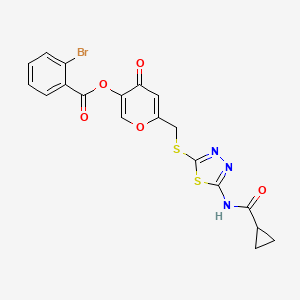 molecular formula C19H14BrN3O5S2 B2499406 6-(((5-(cyclopropanecarboxamido)-1,3,4-thiadiazol-2-yl)thio)methyl)-4-oxo-4H-pyran-3-yl 2-bromobenzoate CAS No. 877651-23-5