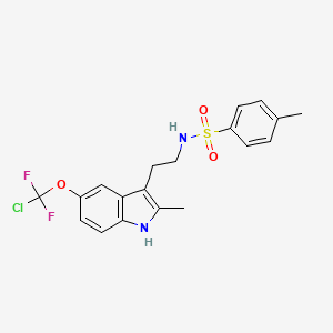 molecular formula C19H19ClF2N2O3S B2499425 N-{2-[5-(chlorodifluoromethoxy)-2-methyl-1H-indol-3-yl]ethyl}-4-methylbenzene-1-sulfonamide CAS No. 2361749-31-5