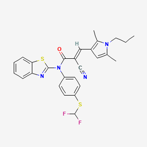 (E)-N-(1,3-benzothiazol-2-yl)-2-cyano-N-[4-(difluoromethylsulfanyl)phenyl]-3-(2,5-dimethyl-1-propylpyrrol-3-yl)prop-2-enamide