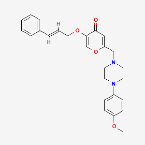 molecular formula C26H28N2O4 B2499440 5-(cinnamyloxy)-2-((4-(4-methoxyphenyl)piperazin-1-yl)methyl)-4H-pyran-4-one CAS No. 898464-69-2