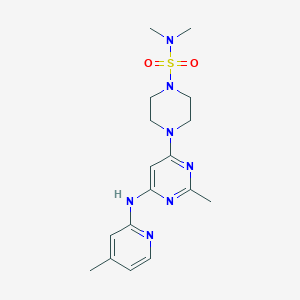 molecular formula C17H25N7O2S B2499443 N,N-dimethyl-4-(2-methyl-6-((4-methylpyridin-2-yl)amino)pyrimidin-4-yl)piperazine-1-sulfonamide CAS No. 1428378-19-1