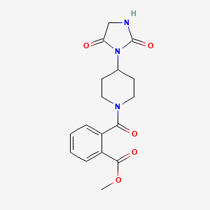 molecular formula C17H19N3O5 B2499444 Methyl 2-(4-(2,5-dioxoimidazolidin-1-yl)piperidine-1-carbonyl)benzoate CAS No. 2034560-11-5