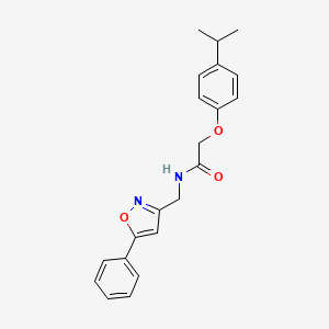 molecular formula C21H22N2O3 B2499446 2-(4-isopropylphenoxy)-N-((5-phenylisoxazol-3-yl)methyl)acetamide CAS No. 946209-74-1