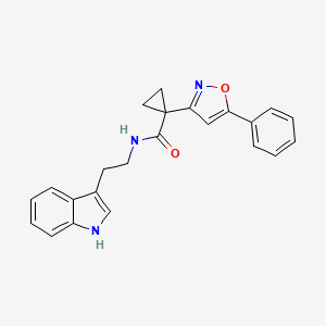 molecular formula C23H21N3O2 B2499455 N-(2-(1H-indol-3-yl)ethyl)-1-(5-phenylisoxazol-3-yl)cyclopropanecarboxamide CAS No. 1334370-07-8