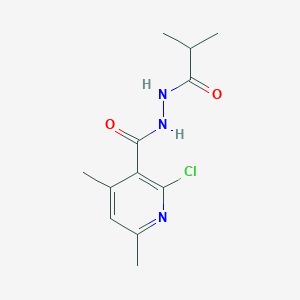B2499470 2-chloro-4,6-dimethyl-N'-(2-methylpropanoyl)pyridine-3-carbohydrazide CAS No. 1797780-24-5
