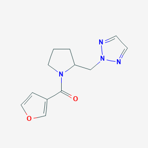 molecular formula C12H14N4O2 B2499472 2-{[1-(呋喃-3-甲酰)吡咯烷-2-基]甲基}-2H-1,2,3-三唑 CAS No. 2097893-96-2