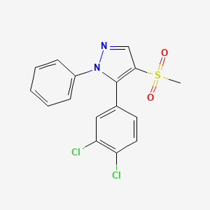 molecular formula C16H12Cl2N2O2S B2499482 5-(3,4-dichlorophenyl)-4-(methylsulfonyl)-1-phenyl-1H-pyrazole CAS No. 321574-33-8