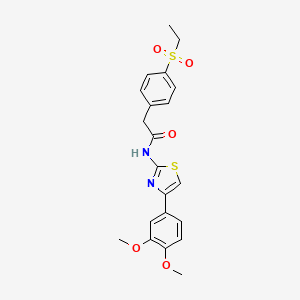 molecular formula C21H22N2O5S2 B2499484 N-(4-(3,4-dimethoxyphenyl)thiazol-2-yl)-2-(4-(ethylsulfonyl)phenyl)acetamide CAS No. 919757-48-5