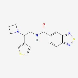 molecular formula C16H16N4OS2 B2499488 N-(2-(氮杂环丁烷-1-基)-2-(噻吩-3-基)乙基)苯并[c][1,2,5]噻二氮杂环-5-羧酰胺 CAS No. 2034573-54-9