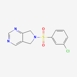molecular formula C12H10ClN3O2S B2499500 6-((3-chlorophenyl)sulfonyl)-6,7-dihydro-5H-pyrrolo[3,4-d]pyrimidine CAS No. 1448124-97-7