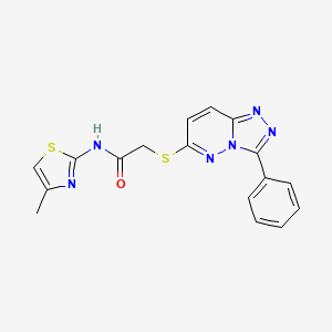 molecular formula C17H14N6OS2 B2499504 N-(4-methylthiazol-2-yl)-2-((3-phenyl-[1,2,4]triazolo[4,3-b]pyridazin-6-yl)thio)acetamide CAS No. 852372-78-2