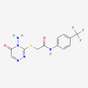 molecular formula C12H10F3N5O2S B2499511 2-[(4-氨基-5-氧代-1,2,4-三嗪-3-基)硫基]-N-[4-(三氟甲基)苯基]乙酰胺 CAS No. 869068-40-6