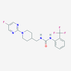 molecular formula C18H19F4N5O B2499520 1-((1-(5-氟嘧啶-2-基)哌啶-4-基甲基)-3-(2-(三氟甲基)苯基)脲 CAS No. 2034381-58-1