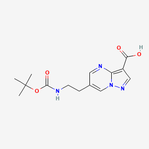 molecular formula C14H18N4O4 B2499522 6-(2-((叔丁氧羰基)氨基)乙基)吡唑并[1,5-a]嘧啶-3-羧酸 CAS No. 2126159-61-1